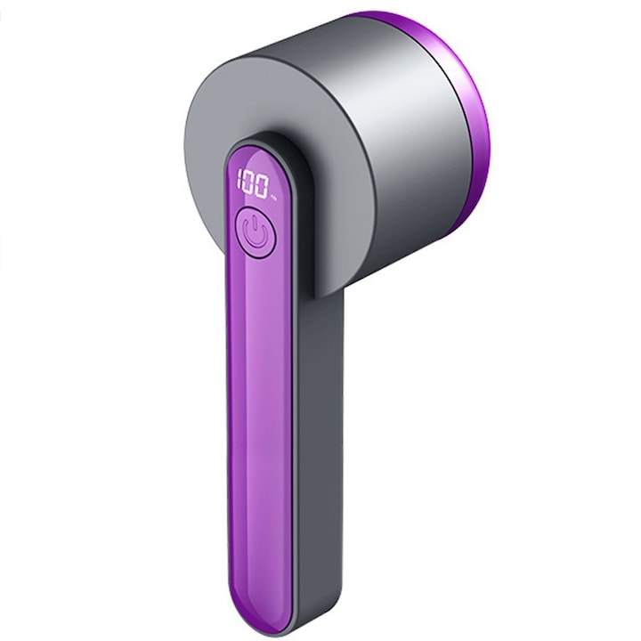 Aparat Pentru Curatat Scame, Par Si Praf, Flippy, Trimmer pentru Diferite Tipuri De Material, Cu Lame Din Otel Inoxidabil, Maner Ergonomic, Incarcare Prin USB, Negru Mov