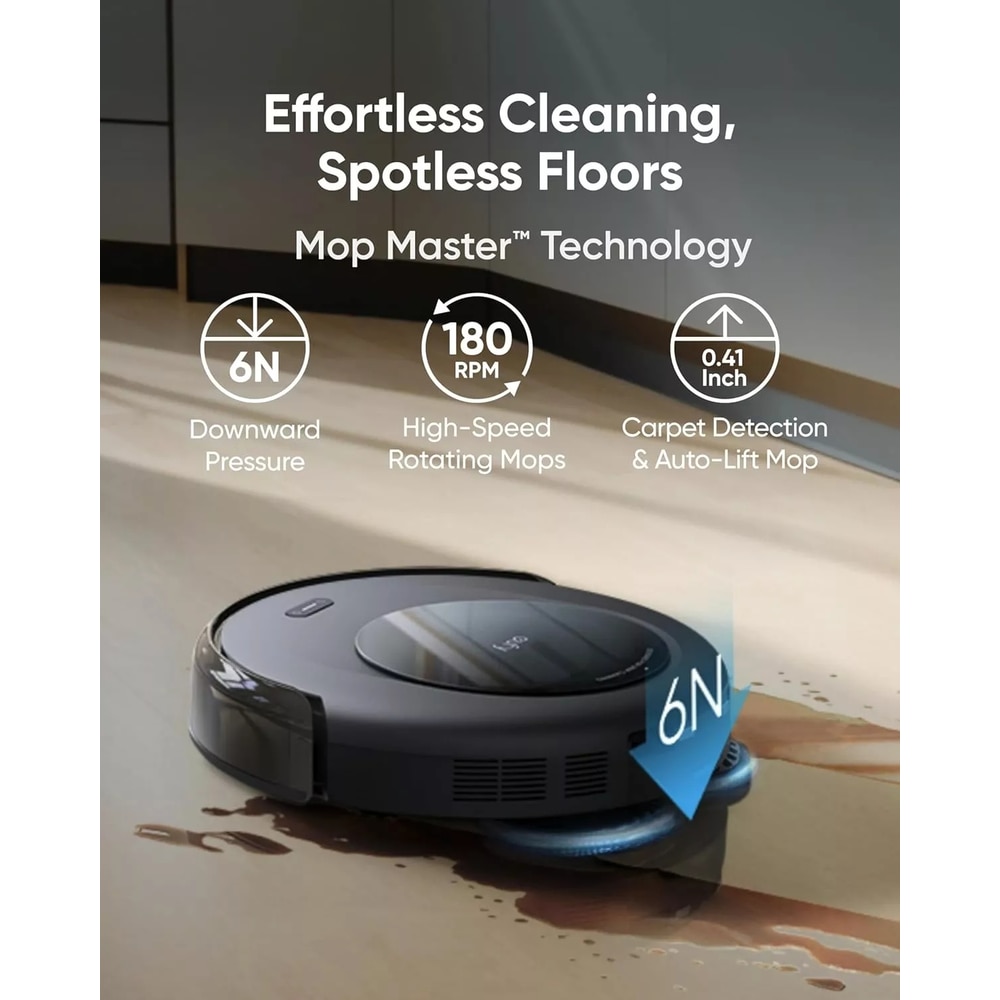 Aspirator robot eufy Omni C20, 7.000 Pa, Aspirator si Mop, Statie All-In-one, Tehnologie Mop Master™, Sac de praf de 3.1L, Recipient de apa curata de 2.5L, Negru