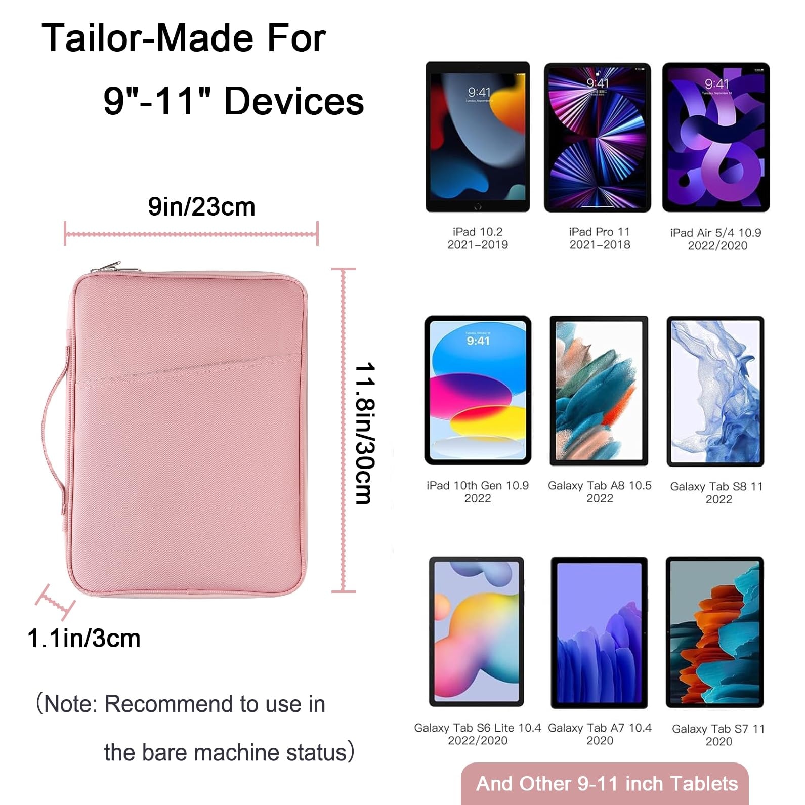 Husa de protectie si transport pentru tableta si dispozitive pana la 11″, impermeabila, cu interior moale, din poliester, 30×23.5×2.5 cm, cu laveta din piele de caprioara cadou, roz