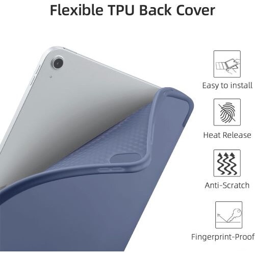 Husa Smart Cover compatibila cu Ipad Air 4/5/6 10.9inch, Air 11 2024/2025, M2/M3 inchidere magnetica, Rebound Pencil, Lavanda, TELGORBCS