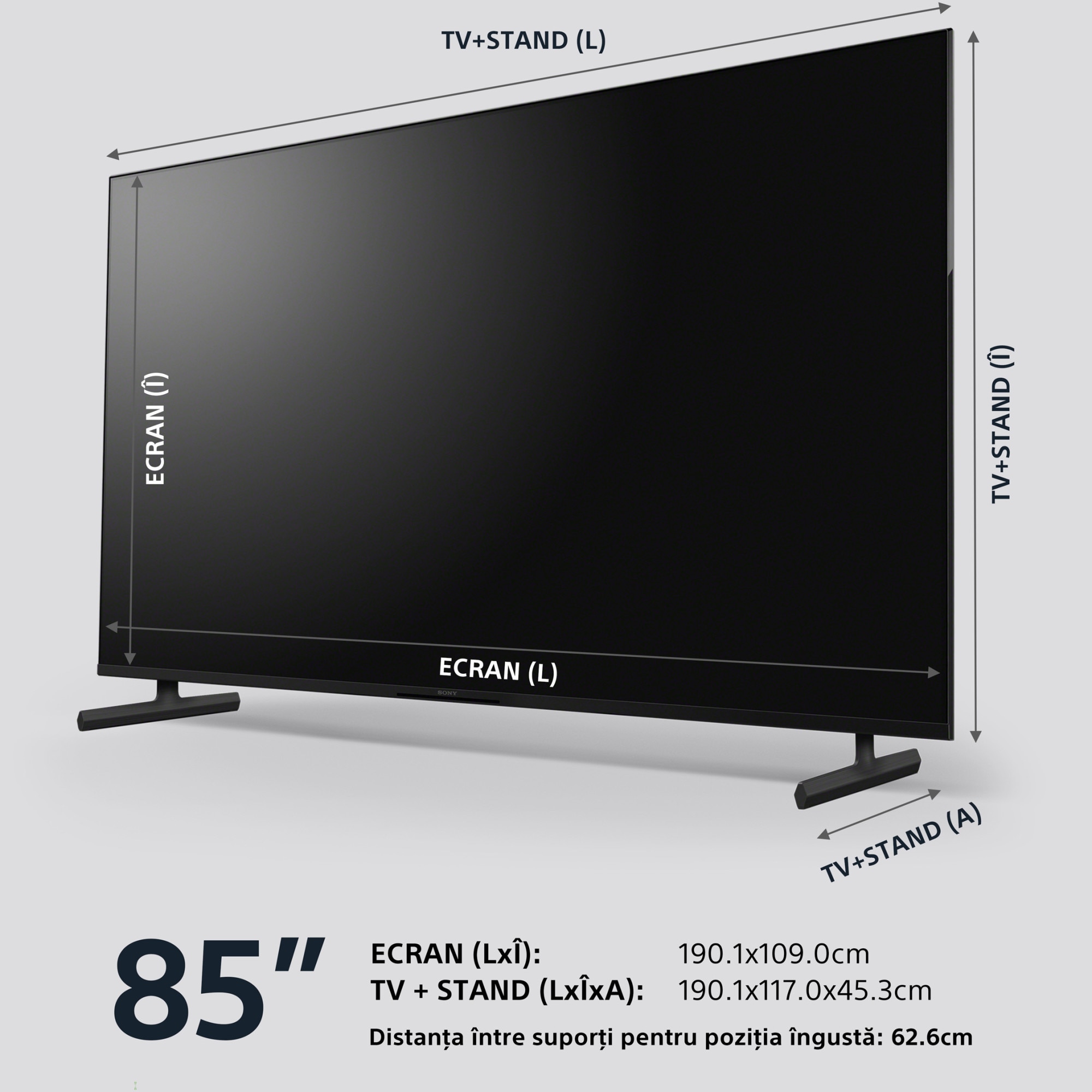 Televizor Sony BRAVIA LED 85X80L, 215 cm, Smart Google TV, 4K Ultra HD, Clasa F
