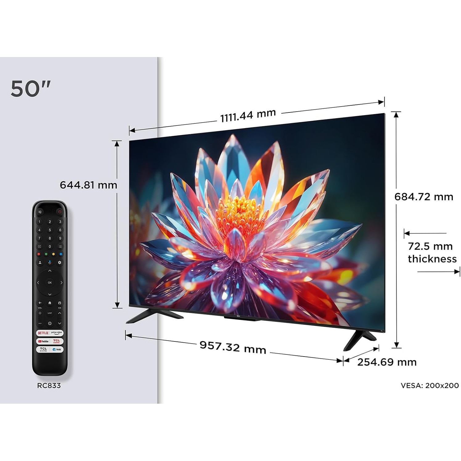 Televizor TCL 50T6C QLED Smart TV, 50 inch, 4K UHD, HDR10+, Fire TV OS, 127 cm
