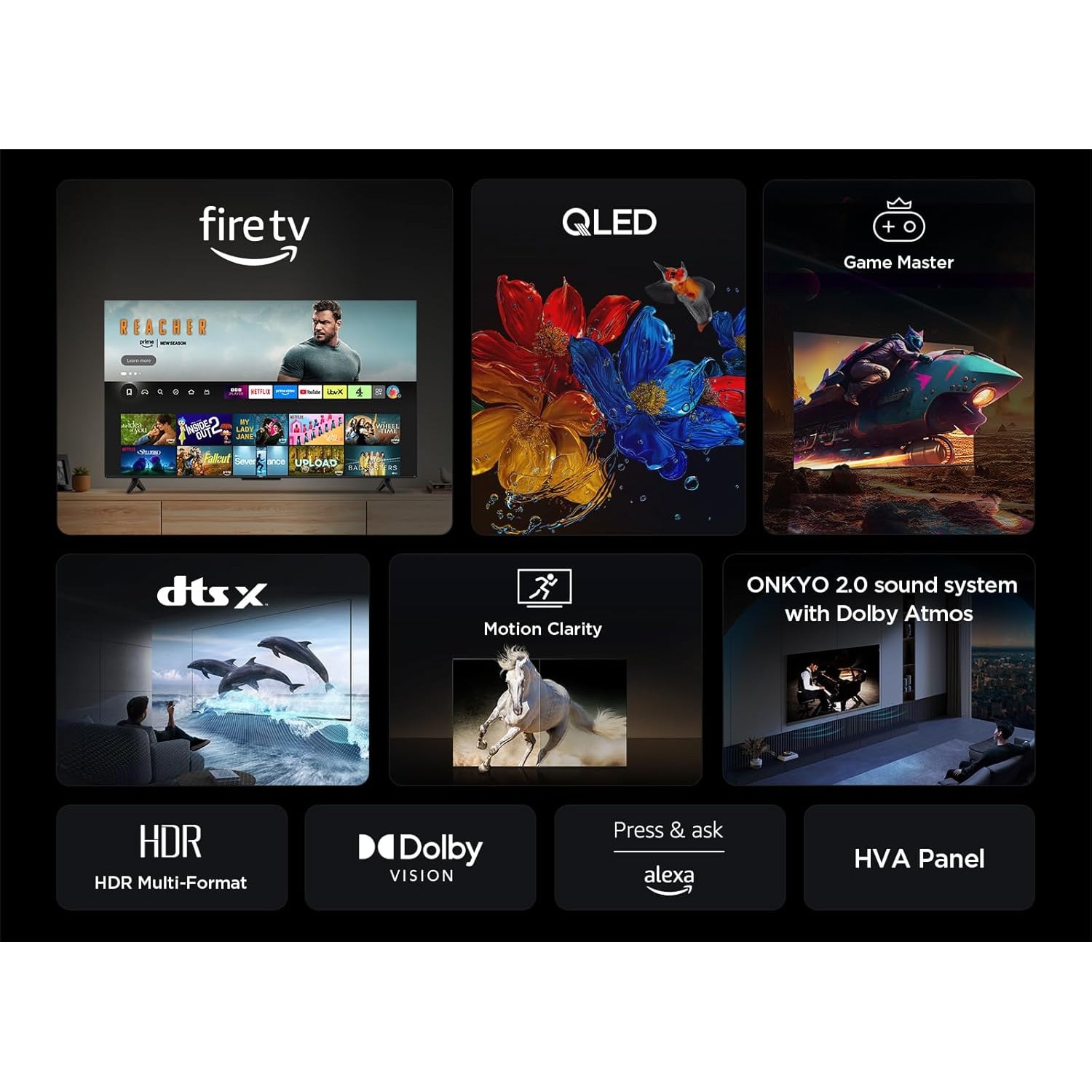 Televizor TCL 50T6C QLED Smart TV, 50 inch, 4K UHD, HDR10+, Fire TV OS, 127 cm