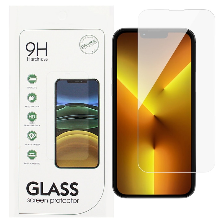 Folie de sticla compatibila cu iPhone 16e, fata, securizata, 9H, 0.3mm