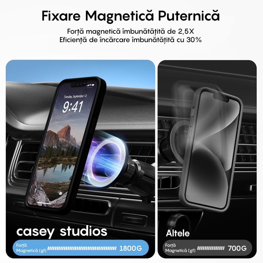 Husa compatibila cu Incarcare Magsafe pentru Apple iPhone 13 Pro, CASEY STUDIOS™, de Protectie, Slim, pentru Incarcare Wireless, Margini Ridicate pentru Protectia Ecranului si a Camerelor, Negru