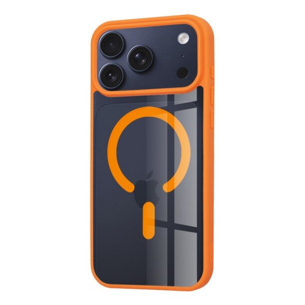 Husa Upzz® Magsafe Compatibila Cu iPhone 17 Pro, Spate Transparent, Rama Orange