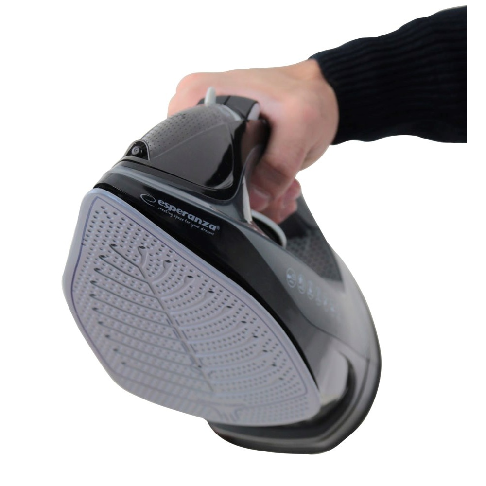 Fier de călcat cu abur Esperanza, 2600 W, talpă ceramică, gri/negru, rezervor 0.3 l