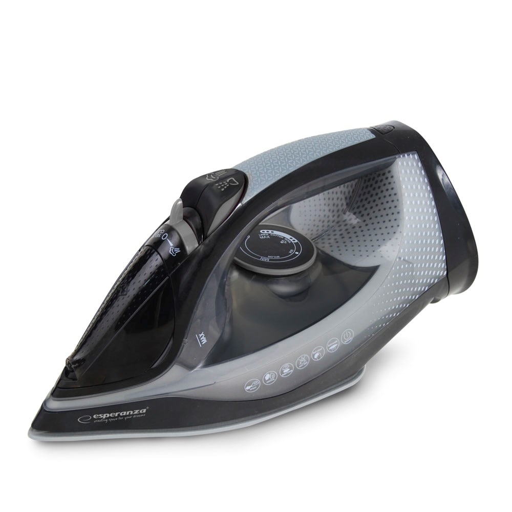 Fier de călcat cu abur Esperanza, 2600 W, talpă ceramică, gri/negru, rezervor 0.3 l
