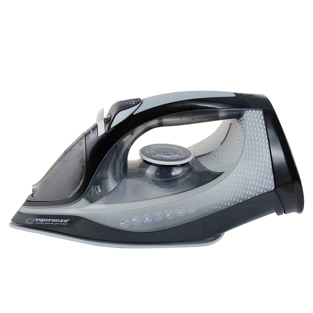 Fier de călcat cu abur Esperanza, 2600 W, talpă ceramică, gri/negru, rezervor 0.3 l