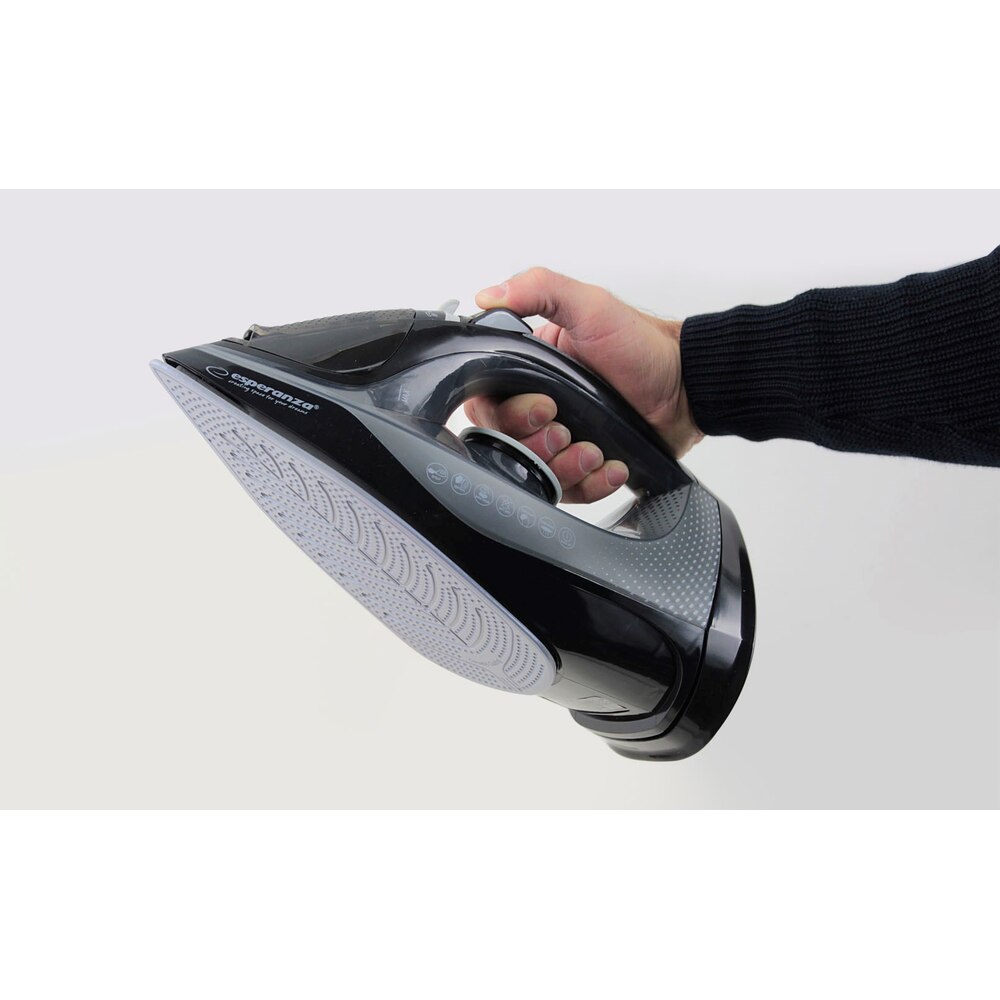 Fier de călcat cu abur Esperanza, 2600 W, talpă ceramică, gri/negru, rezervor 0.3 l