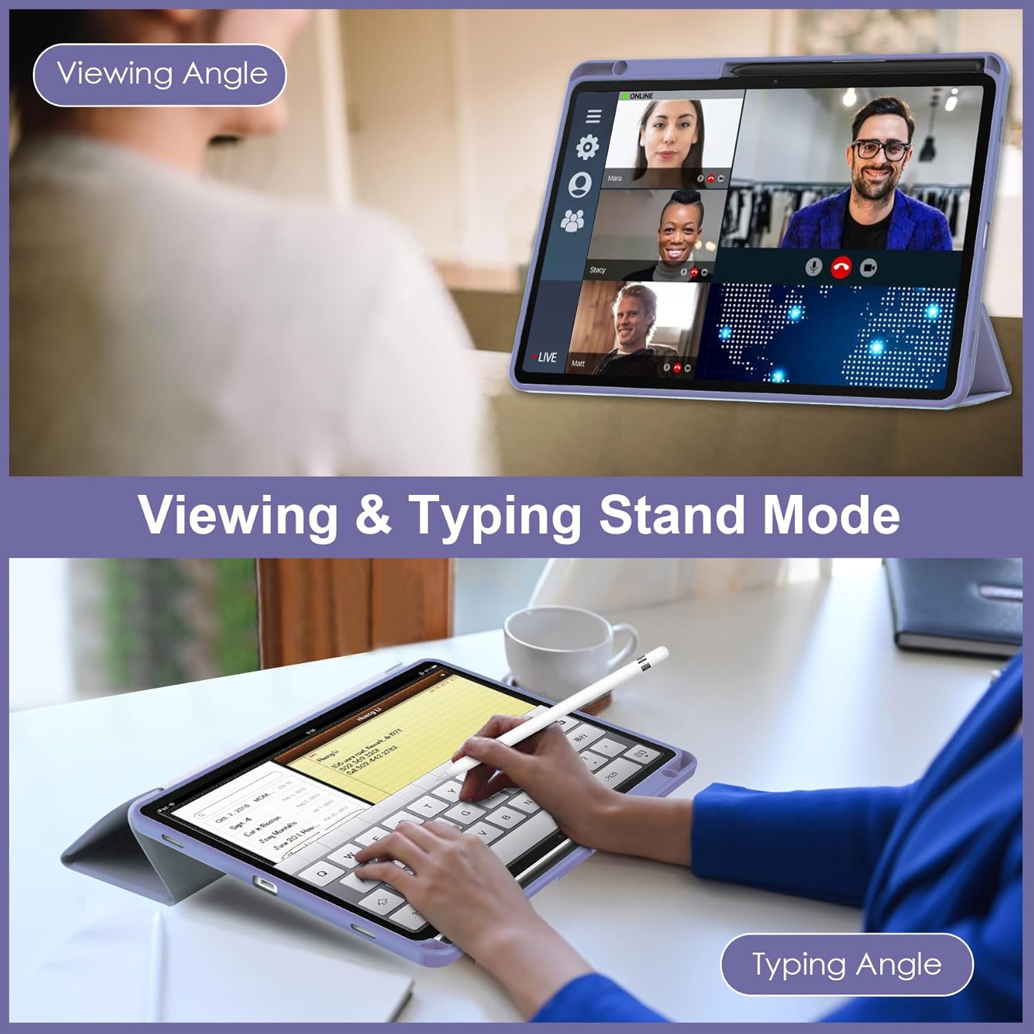 Husa Smart Cover compatibila cu Samsung Galaxy Tab S11 2025 11inch, Slot Pen, Lavanda, TELGORBCS