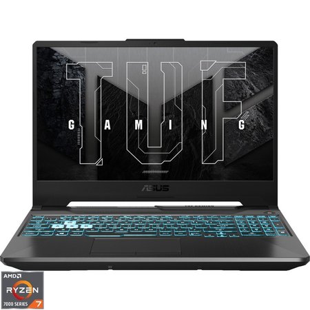 Laptop Gaming ASUS TUF A15 FA506NCG, Display 15.6" FHD (1920 x 1080), Procesor AMD Ryzen™ 7 7445HS, Memorie RAM 16GB DDR5, Capacitate de stocare 512GB SSD, Placa video dedicata NVIDIA GeForce RTX 3050 4GB, No OS, Negru (INT Keyboard)