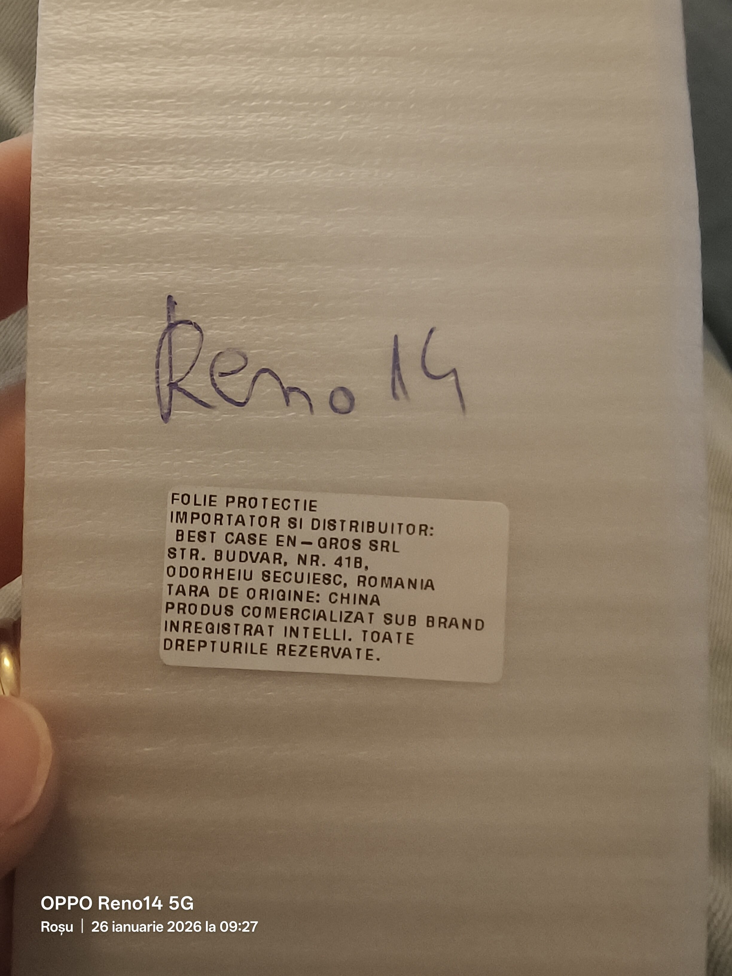 Intelli® Folie Sticla 0.33mm pentru Oppo Reno 14 5G / Reno 13 5G / Reno 14F 5G, Folia nu acopera tot ecranul
