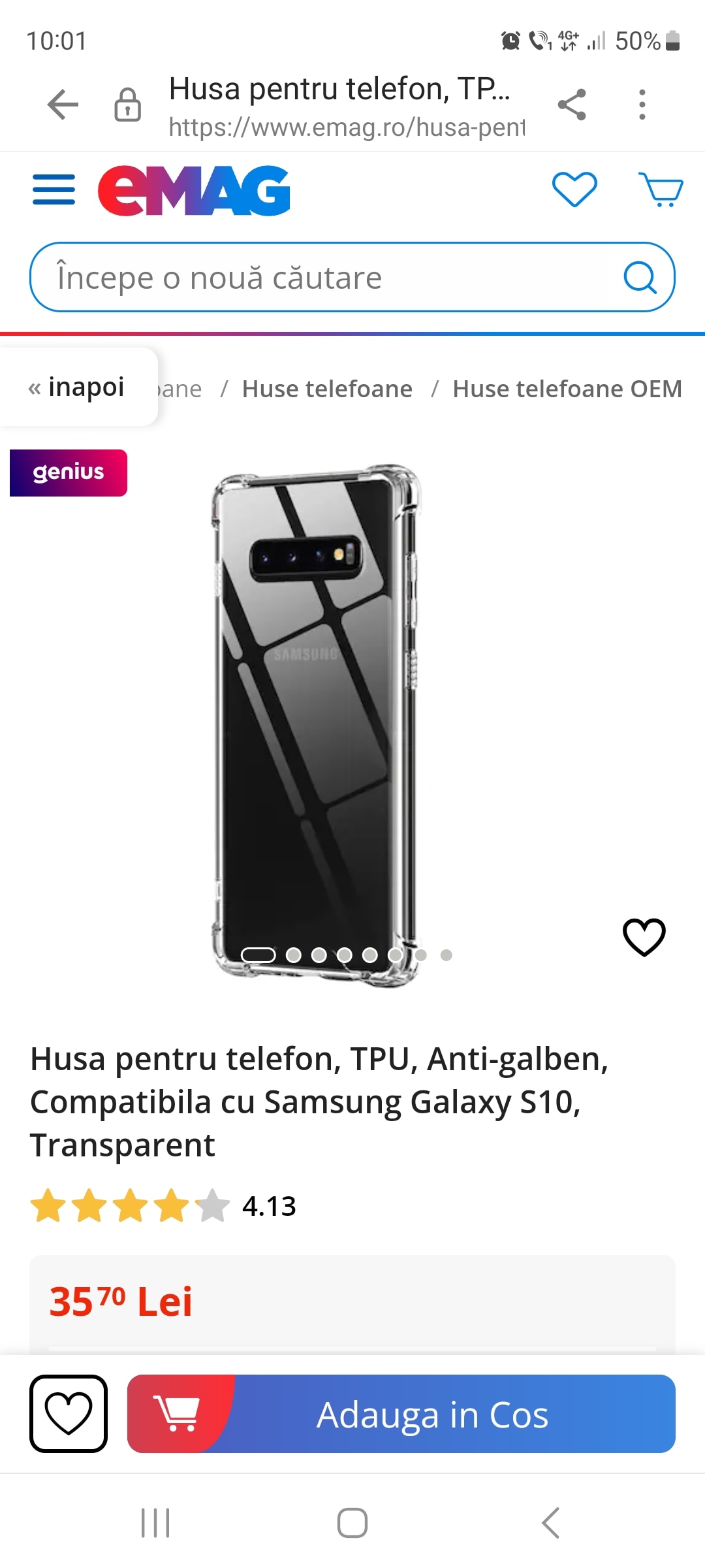 Husa pentru telefon, TPU, Anti-galben, Compatibila cu Samsung Galaxy S10, Transparent