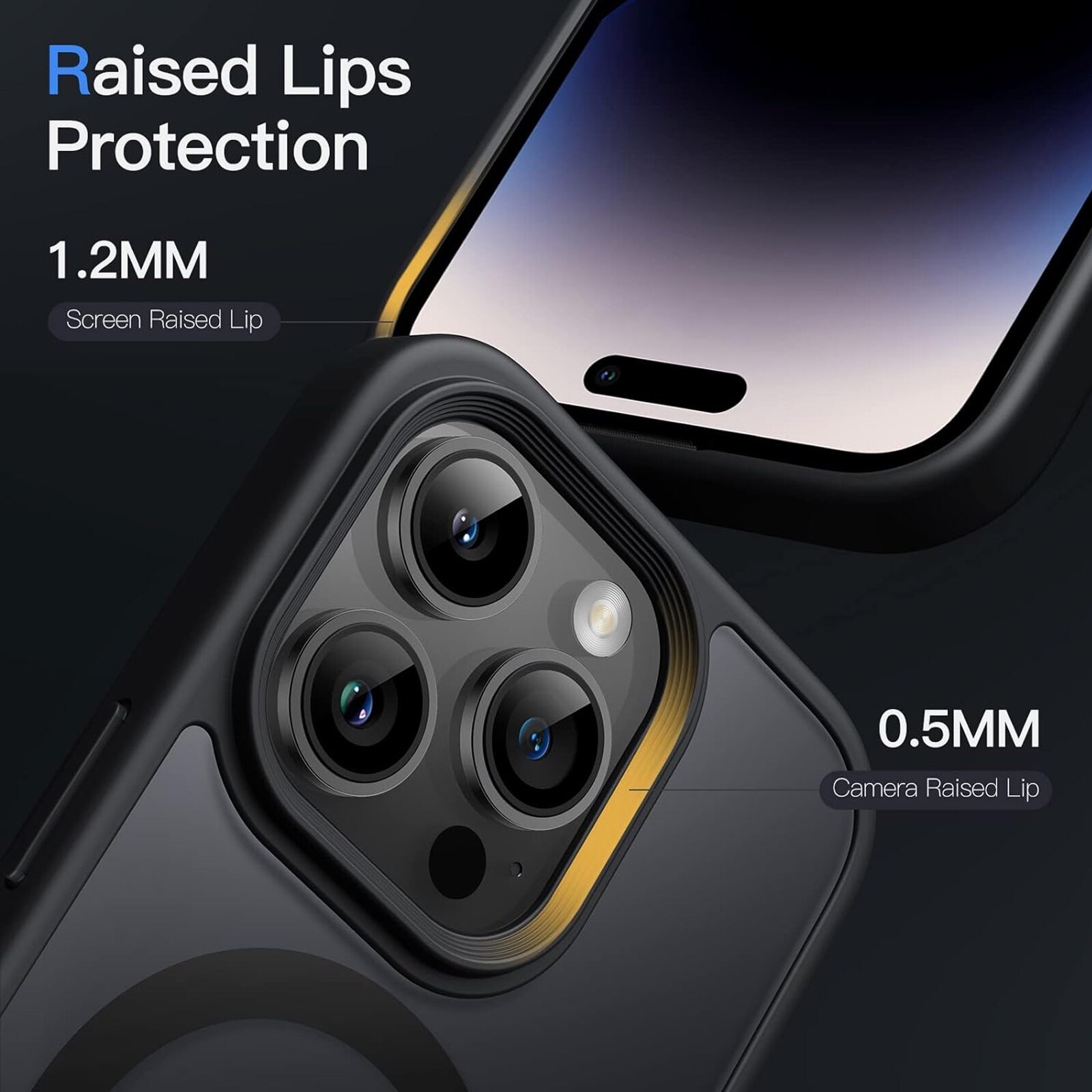 Husa De Protectie Pentru Iphone 14 pro, Zggzerg, Magnetica, Cu carpa de curatare, Design slim, Cu decupaje camere, Margini ridicate, Anti-fall, Schockproof, Waterproof, Pentru incarcare wireless, TPU+PC, Negru