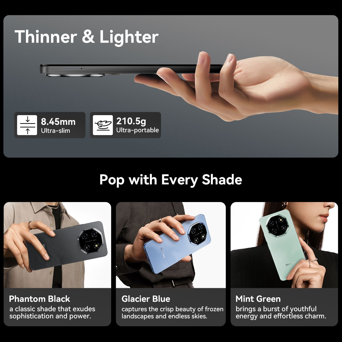 Telefon mobil Blackview Shark 6, 5G, 6.88", 120Hz, 24GB+128GB/2TB, Android 15Telefon mobil 16MP+8MP, AI Camera, 5000mAh/18W Telefoane inteligente, Fingerprint/Eye Comfort Celulares GPS/OTG/NFC, Negru