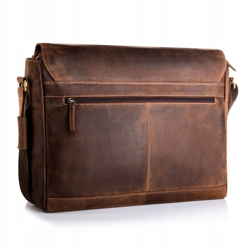 Geanta pentru laptop de 15.6", Betlewski, Hunter, Piele naturala, 40x32x14 cm, Curea ajustabila, Maro