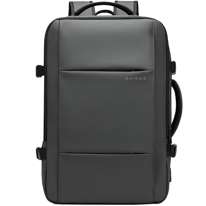 Rucsac calatorii, laptop 15.6 inch, extensibil, rezistent la stropi de apa, multifunctional, buzunar antifurt, sistem fixare pe valiza, port USB, BANGE, BG1908SGY, Gri