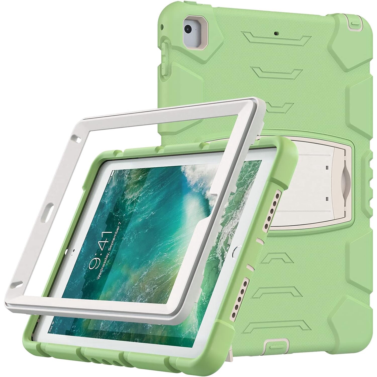 Husa de protectie robusta SIgloo, pentru Samsung Galaxy Tab A7 (T500), 10.4 Inch, Upgrade Heavy Duty 3-Layer, Full Coverage Crossbody cu Built- in Stand, Verde