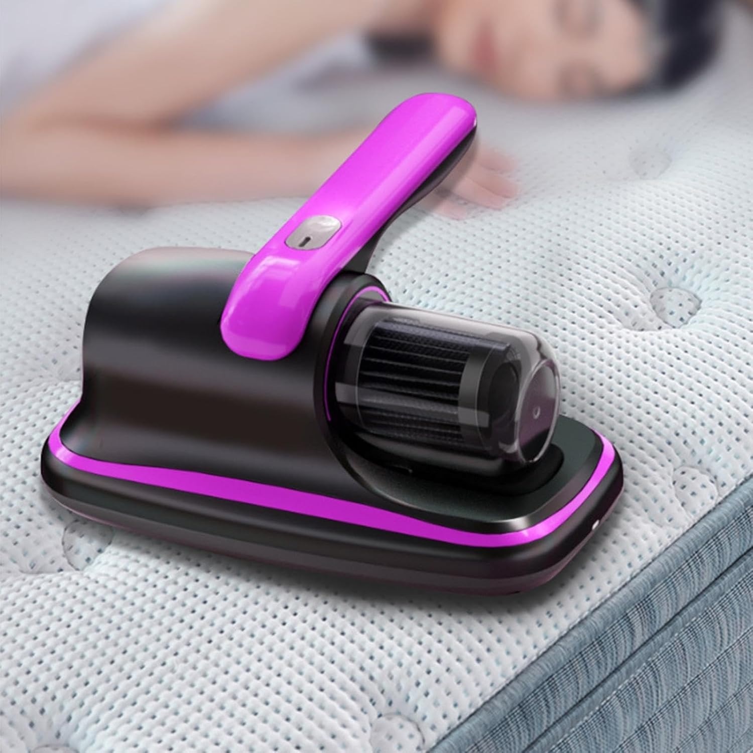 Aspirator cu raze UV ANTI acarieni, reincarcabil la USB, ergonomic, protejeaza casa/Dormitor/ Lenjeria De Pat/ Pernele/ Canapeaua/ salteaua/ par animale si praf care nu se observa, respira aer curat, Albastru