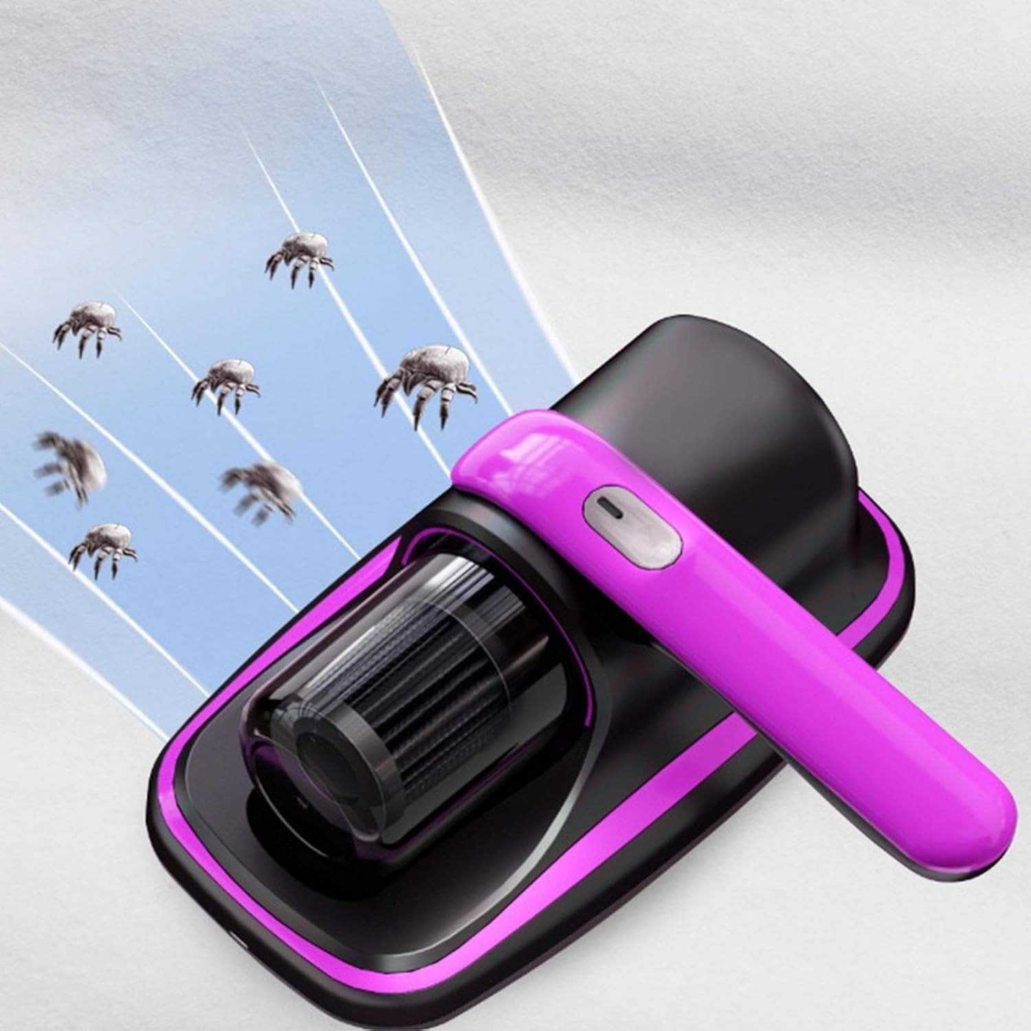 Aspirator cu raze UV ANTI acarieni, reincarcabil la USB, ergonomic, protejeaza casa/Dormitor/ Lenjeria De Pat/ Pernele/ Canapeaua/ salteaua/ par animale si praf care nu se observa, respira aer curat, Albastru
