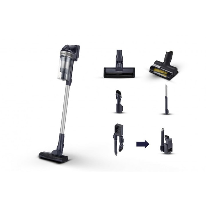 Aspirator vertical Samsung Jet 65 Pet, fara sac, 40 min autonomie, negru/argintiu, 250x1120mm