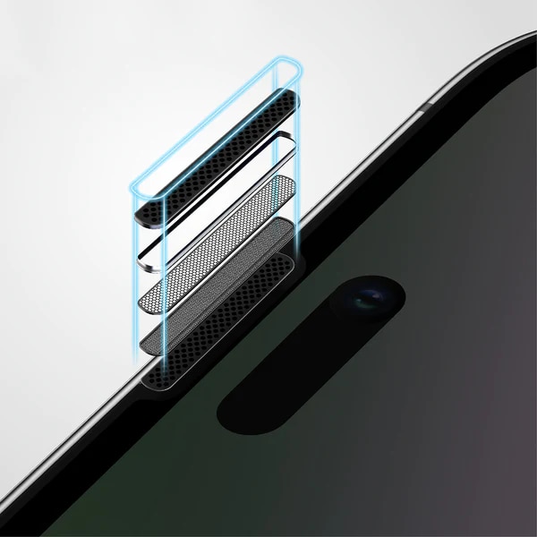 Folie Sticla pentru iPhone 15 Pro Max, Kribo Privacy Premium Fit, cu filtru anti-praf, HD, 9H, Protectie Ecran Premium, Full Cover, Full Glue