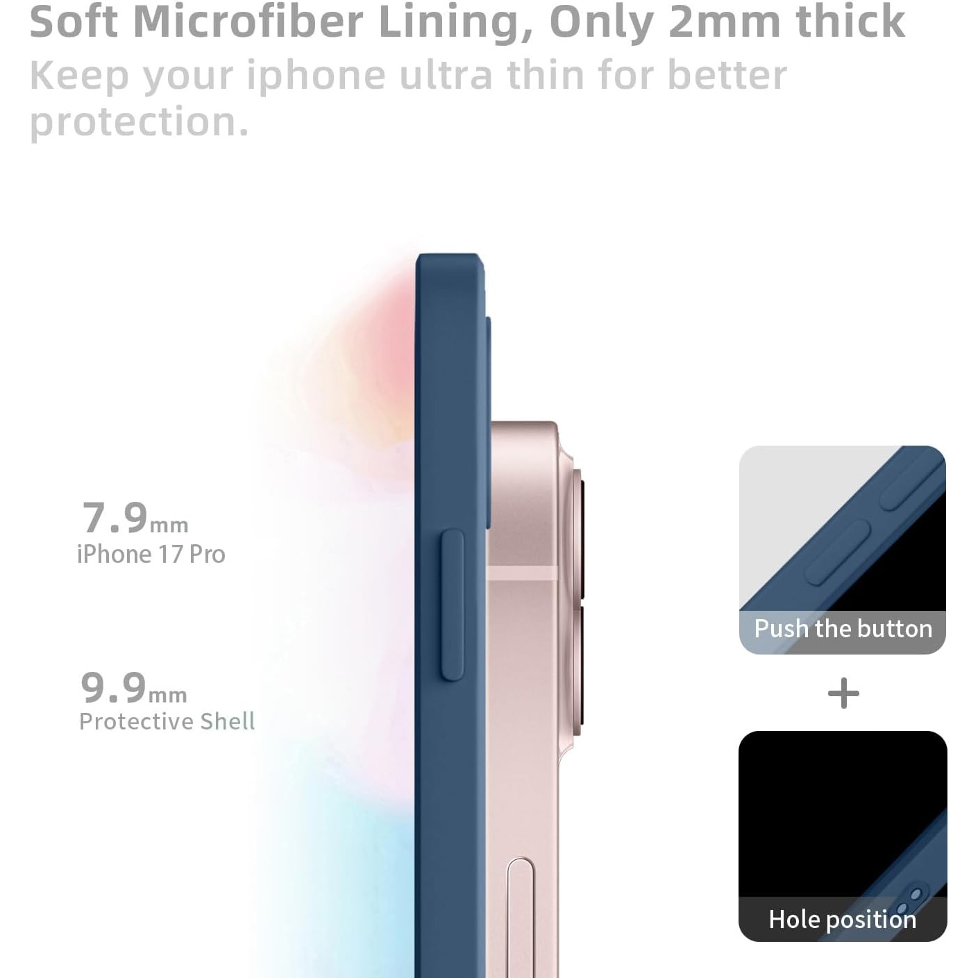 Husa Soft Touch, slim, ALC Mobile, anti soc, compatibila cu IPhone 17 Pro Max, Albastru Inchis Tpu