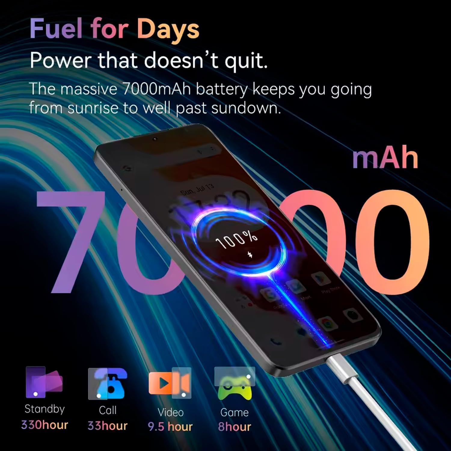 Telefon mobil CUBOT Note60, Android 15 16GB RAM + 128GB ROM, camera 48MP, display 7,2'', baterie 7000mAh, Dual SIM 4G, impermeabil IP68/IP69K, Negru