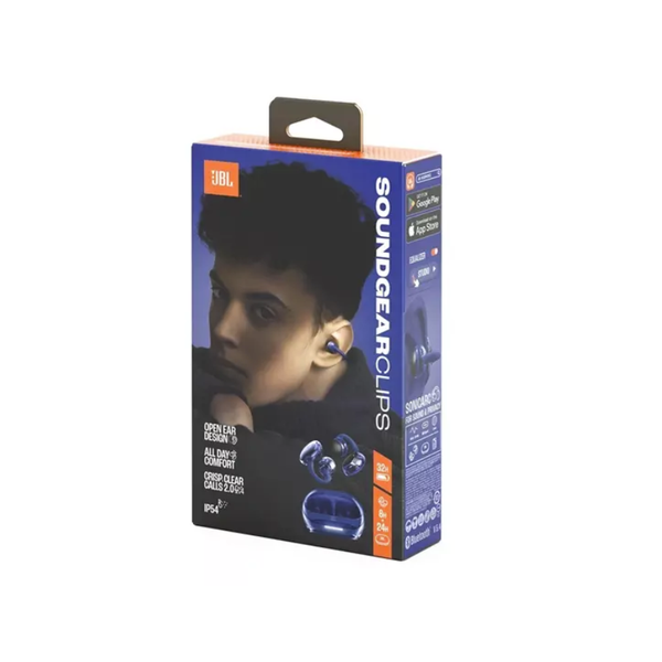 Casti Open-Ear JBL Soundgear Clips, True Wireless, Bluetooth, 4 microfoane, Multipoint, Autonomie 32 ore, IP54, Albastru