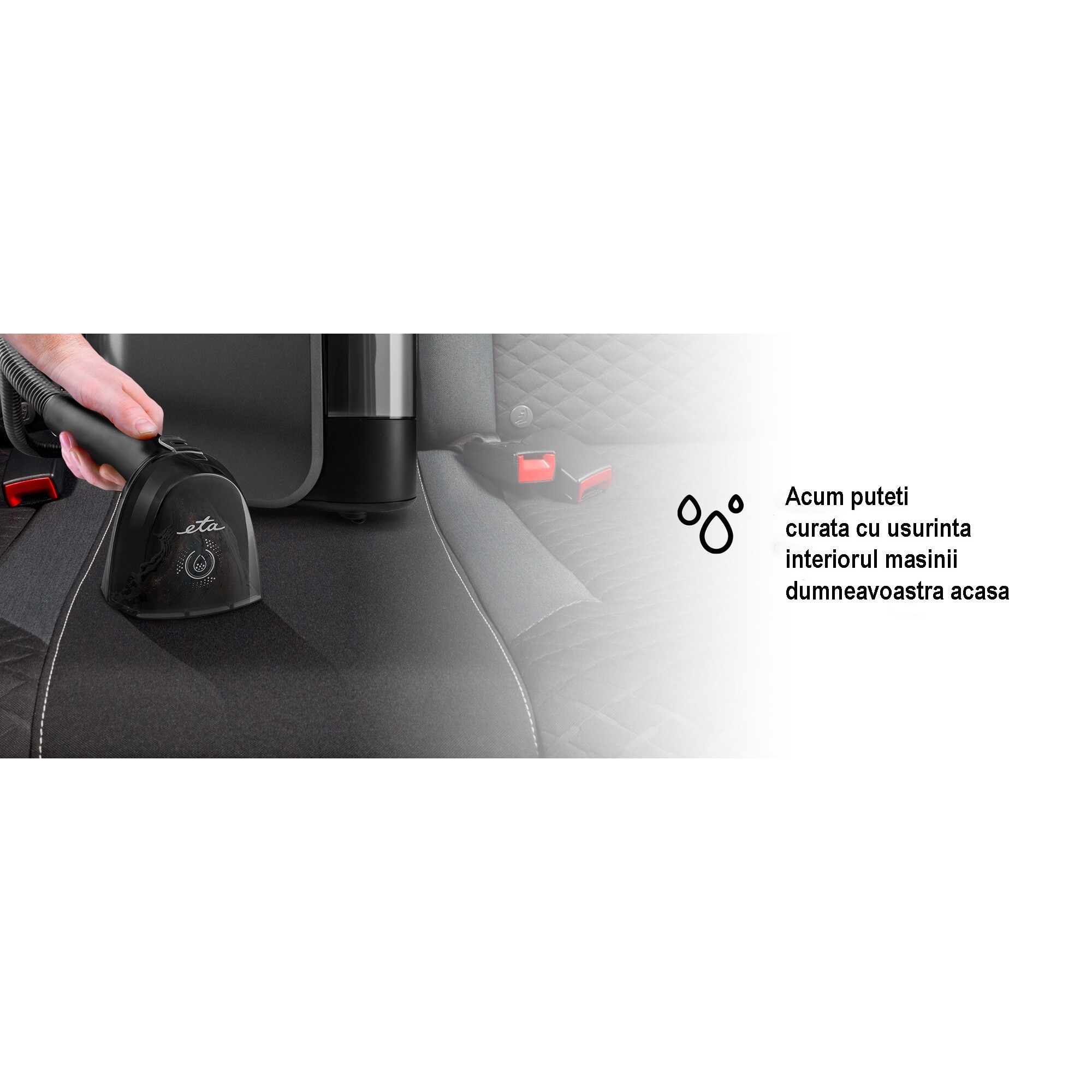Aspirator cu abur si spalare ETA Steam&Clean 7214 90000, 2000 W, 1.3 litri, 4 moduri de curatare, LED, negru