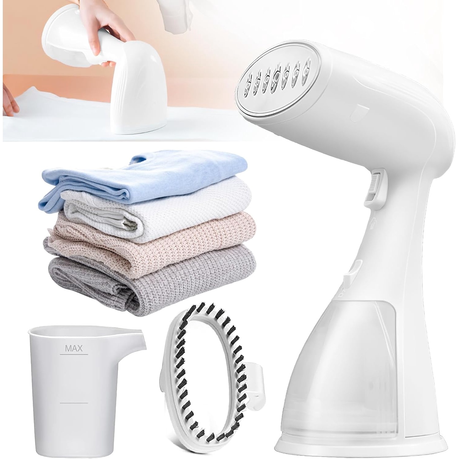 Aparat de calcat vertical cu abur Esino LC 201, 1500 W, 300 ml, Abur 27 gr/min, Alb