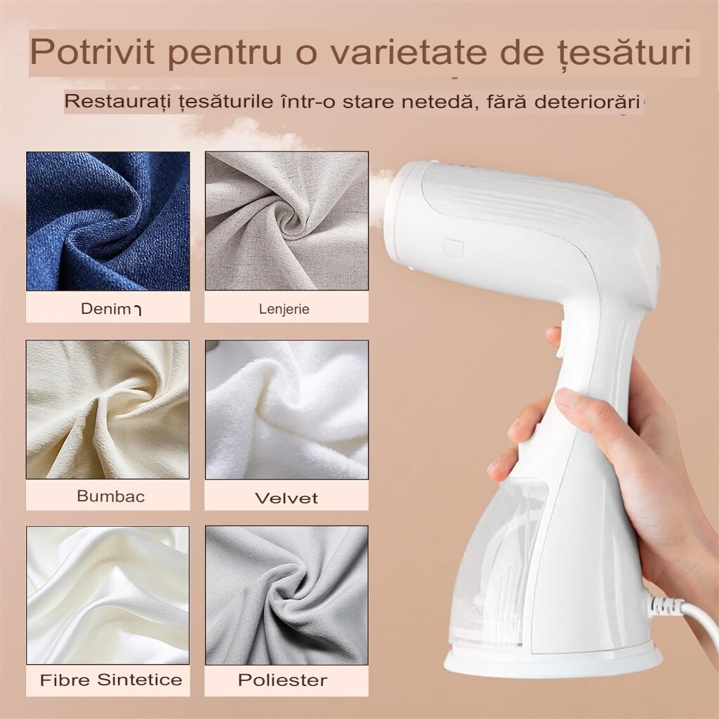 Aparat de calcat vertical cu abur Esino LC 201, 1500 W, 300 ml, Abur 27 gr/min, Alb