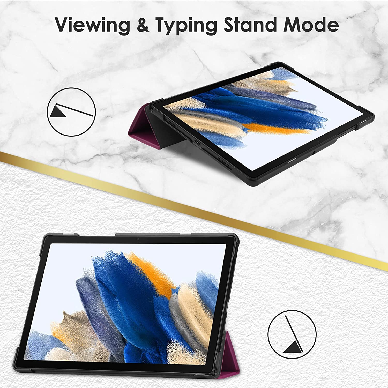 Husa Slim Sigloo, Smart Cover, Trifold, pentru tableta Samsung Galaxy Tab S8 Plus (X800/X806), S7 FE (T730/T733/T736B), S7 Plus (T970/T976B), 12.4 Inch, model Purple