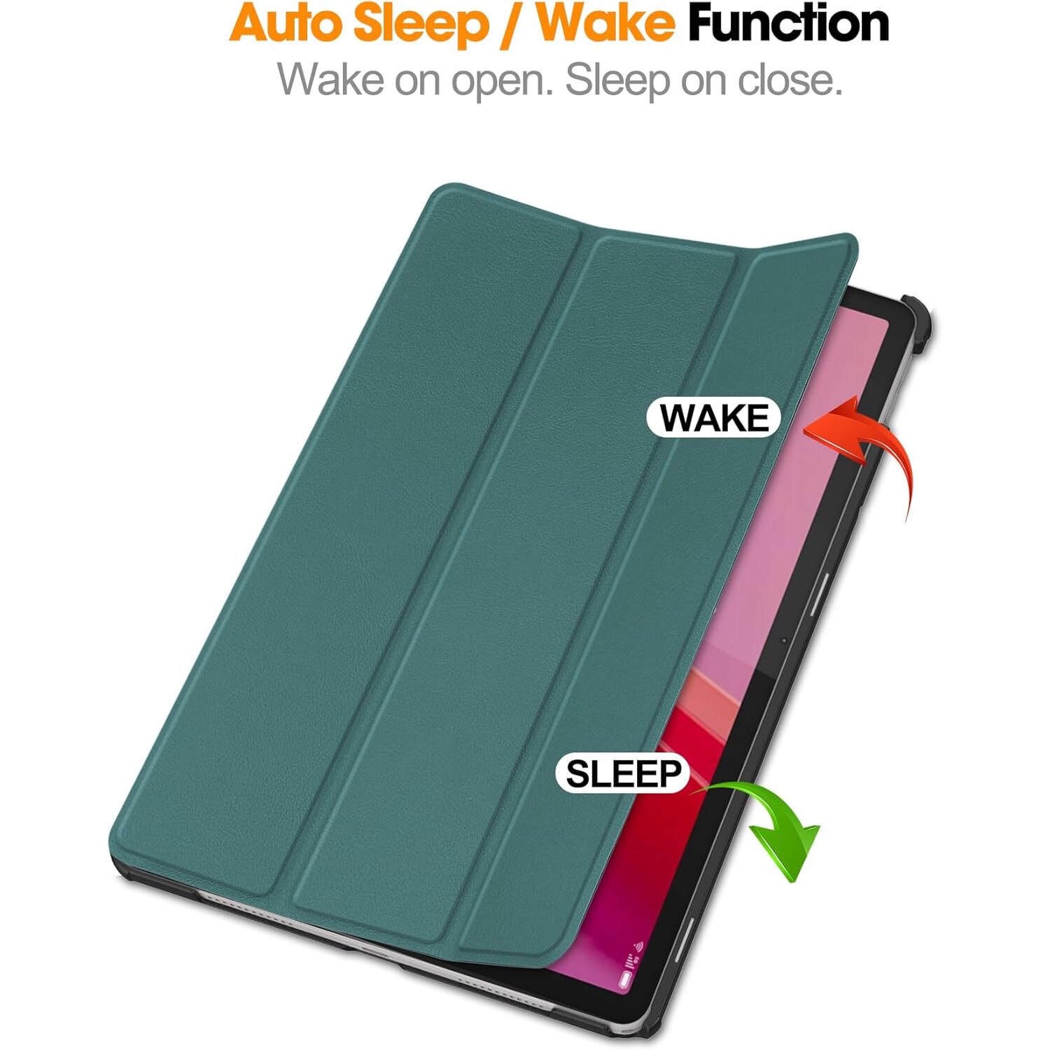 Husa Slim Sigloo, Smart Cover, Trifold, pentru Lenovo Tab M11 2024 (TB-330FU/TB-330XU/TB-331FC), 11", Pine Green