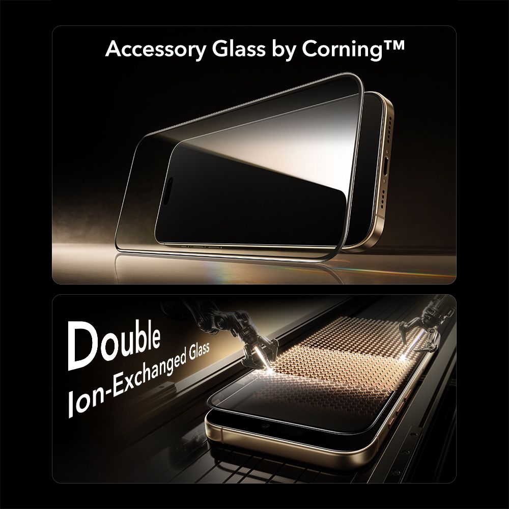 Folie sticla ESR UltraFit Armorite Pro Tempered Glass, Kit montare inclus, compatibila cu iPhone 17 Pro, Negru