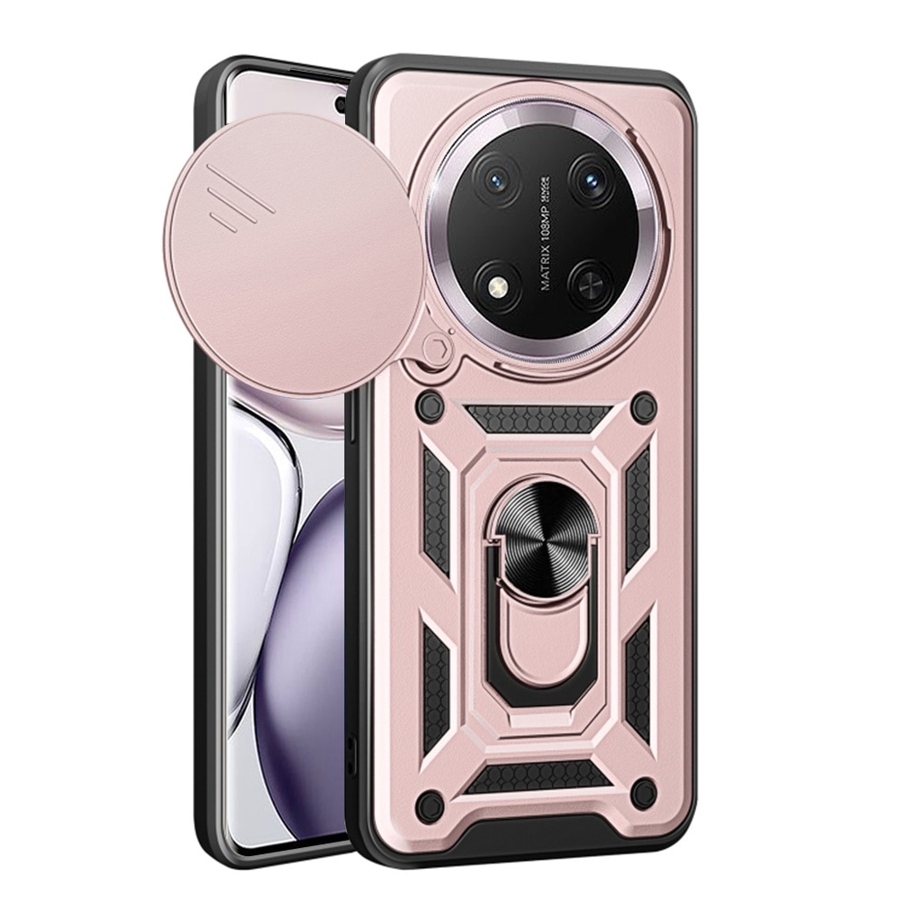 Husa pentru Honor Magic 7 Lite cu inel rotativ 360 Daden, Camshield series, Hybrid Antisoc, Slider pentru protectia camerei, Auriu rose