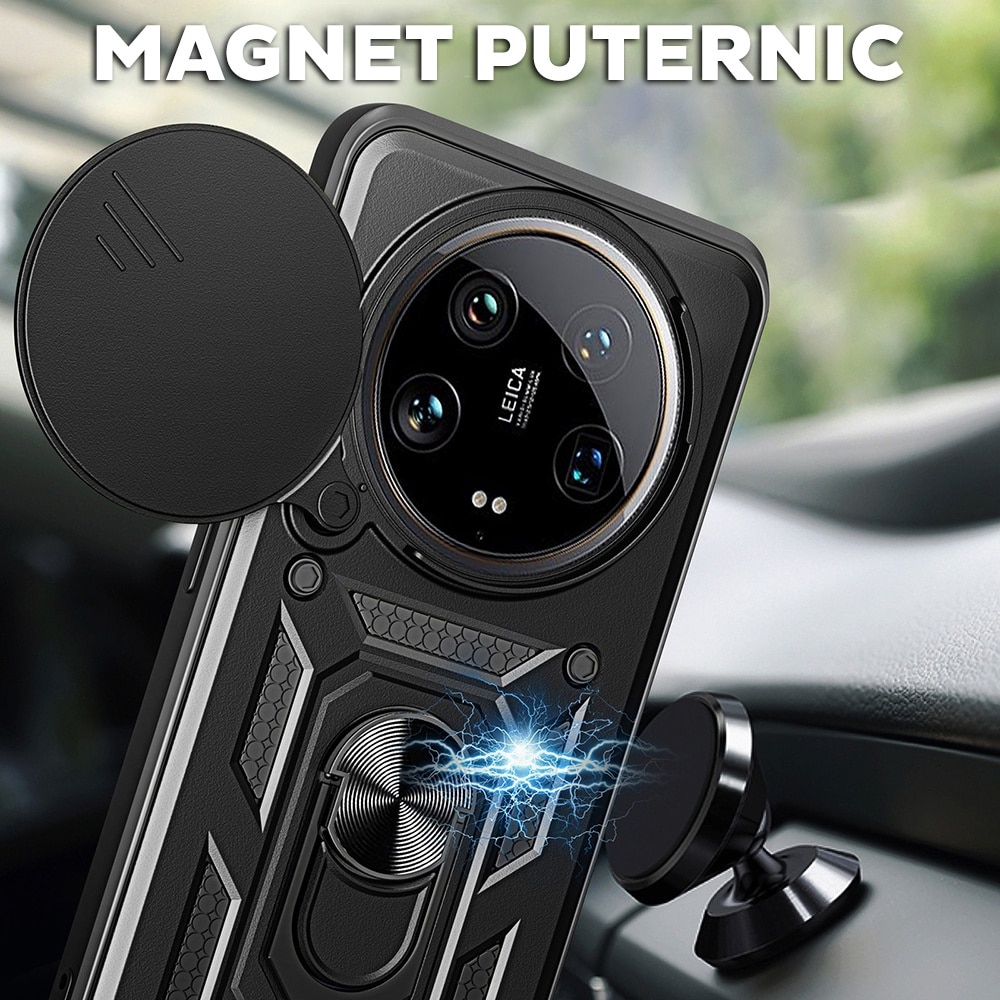 Husa pentru Honor Magic 7 Lite cu inel rotativ 360 Daden, Camshield series, Hybrid Antisoc, Slider pentru protectia camerei, Auriu rose