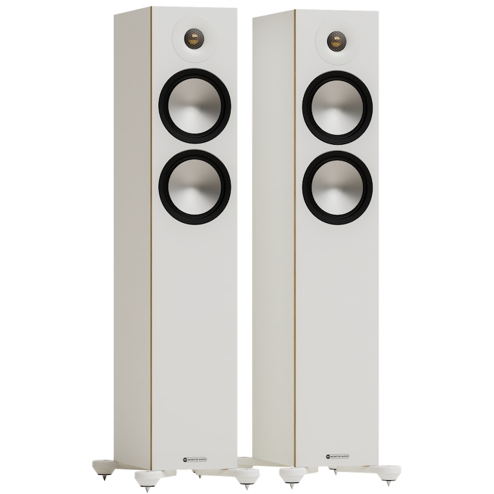 Boxe Hi-Fi Monitor Audio Bronze 300 7G, alb, set 2 buc, design cu doua cai, tweeter C-CAM Gold 1 inch, driver C-CAM Bass-mid 6 inch