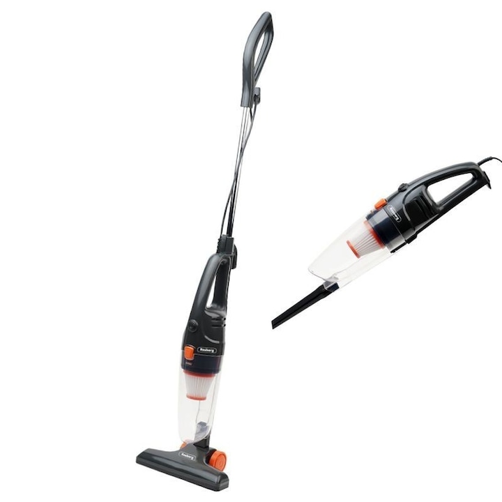 Aspirator vertical 2 în 1 Rosberg, 600W, filtru HEPA, negru, capacitate 800 ml