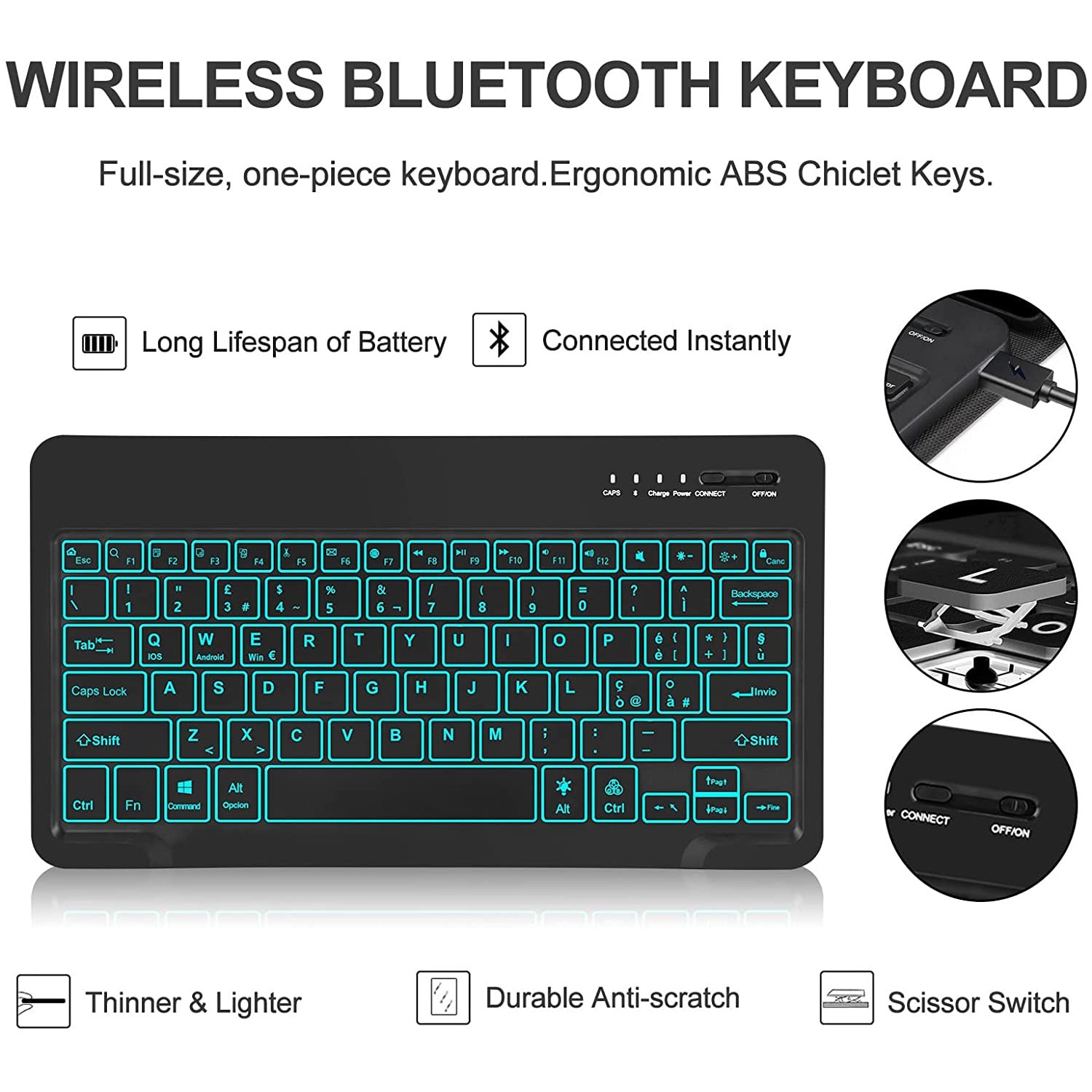 Husa pentru Samsung Galaxy Tab S11 11 inch cu tastatura iluminata wireless detasabila RGB 7 lights, Bluetooth, USB Type-C, functie stand si slot stylus + mouse wireless RGB lights, negru