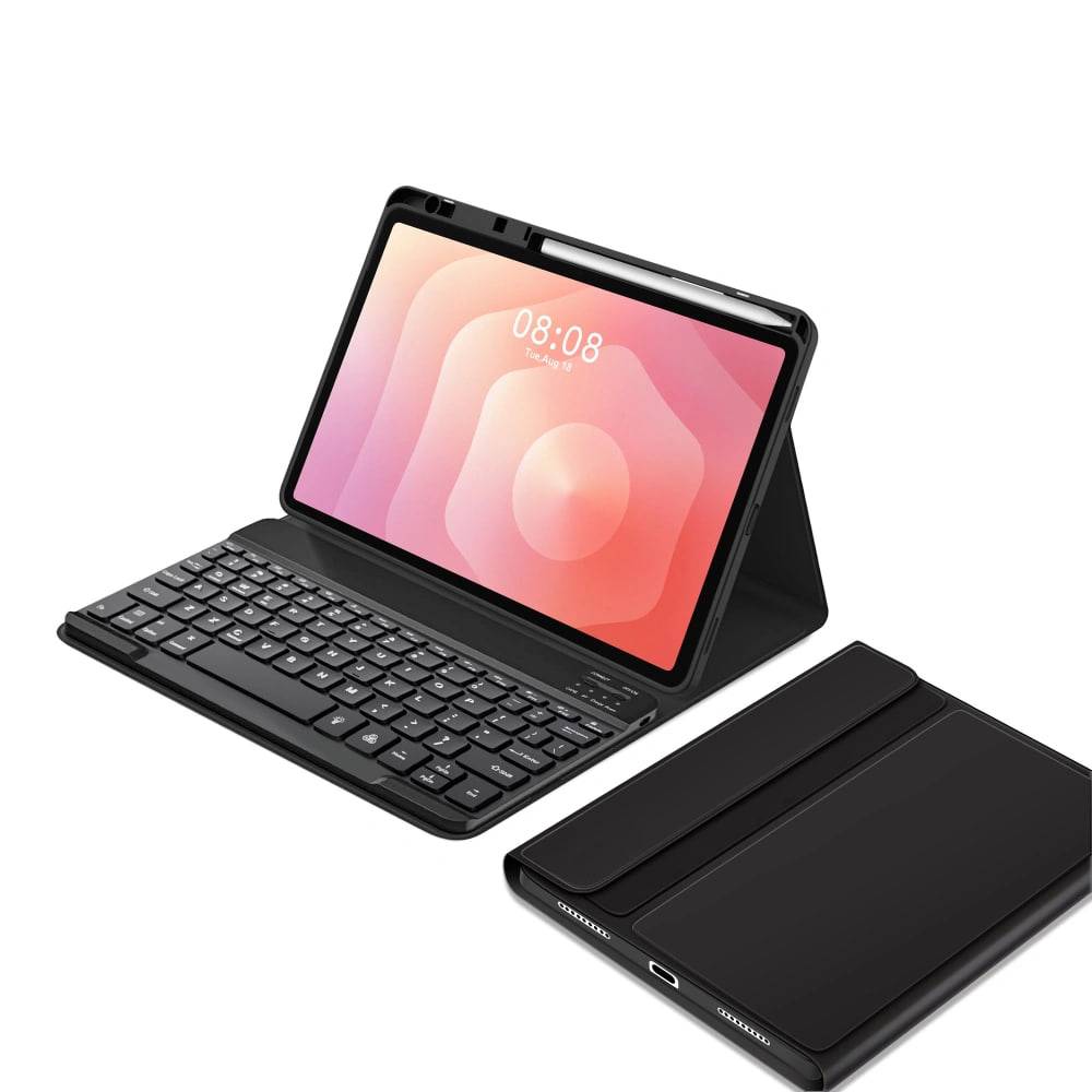 Husa pentru Samsung Galaxy Tab S11 11 inch cu tastatura iluminata wireless detasabila RGB 7 lights, Bluetooth, USB Type-C, functie stand si slot stylus + mouse wireless RGB lights, negru