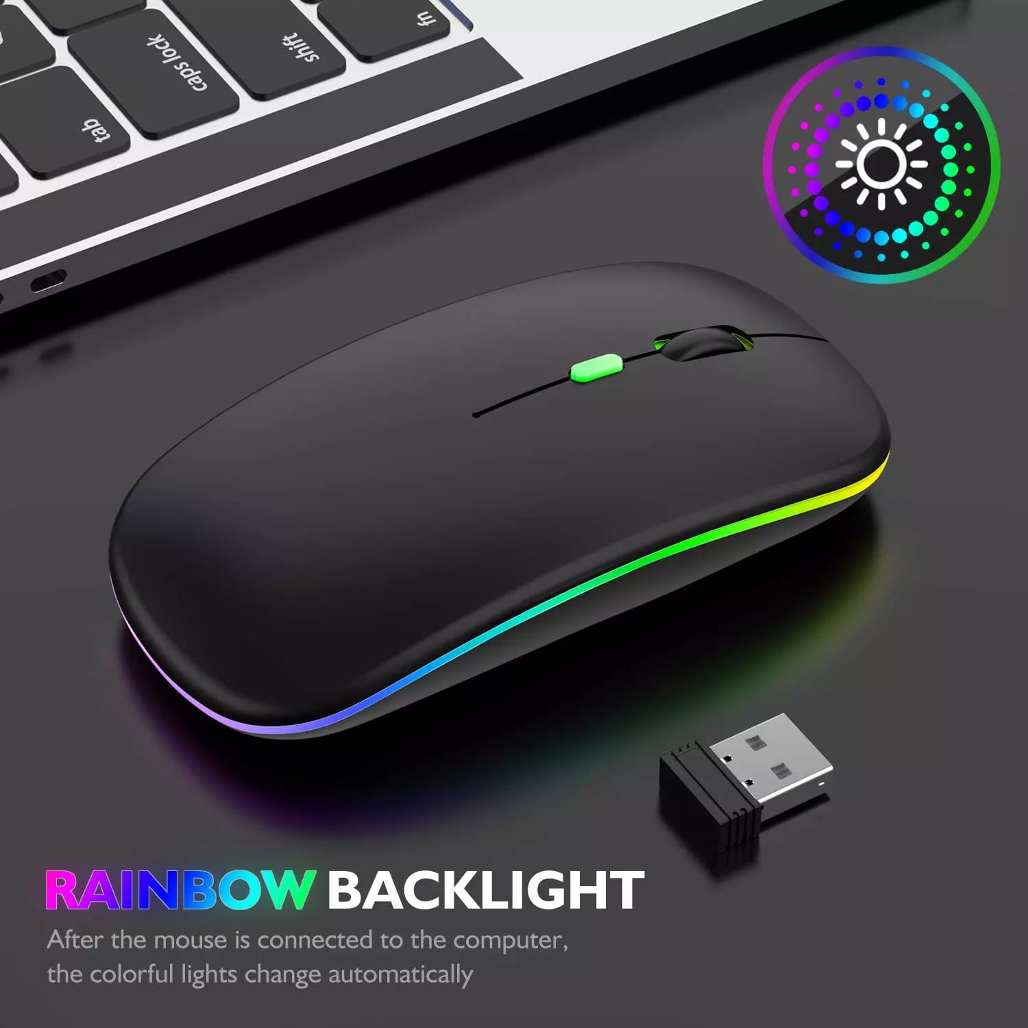 Husa pentru Samsung Galaxy Tab S11 11 inch cu tastatura iluminata wireless detasabila RGB 7 lights, Bluetooth, USB Type-C, functie stand si slot stylus + mouse wireless RGB lights, negru