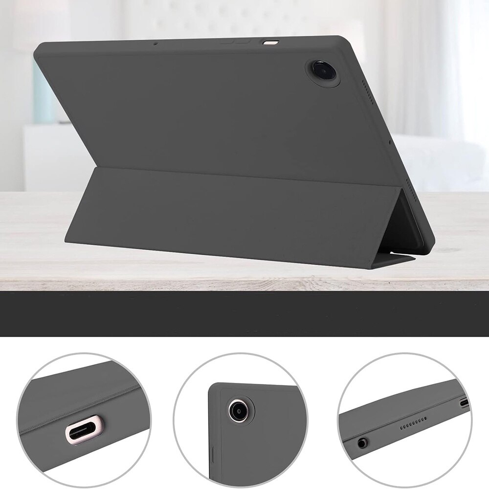 Husa pentru Samsung Galaxy Tab A8 10.5 inch Soft Shell cu functie wake-up/sleep si compartiment pentru stylus tip stand - gri