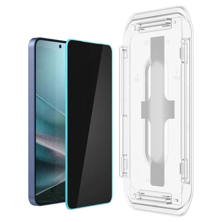 Set 2 folii sticla cu sistem de montare Case friendly Spigen GLAStR EZ FIT HD compatibil cu Samsung Galaxy S24 Plus / S25 Plus Privacy