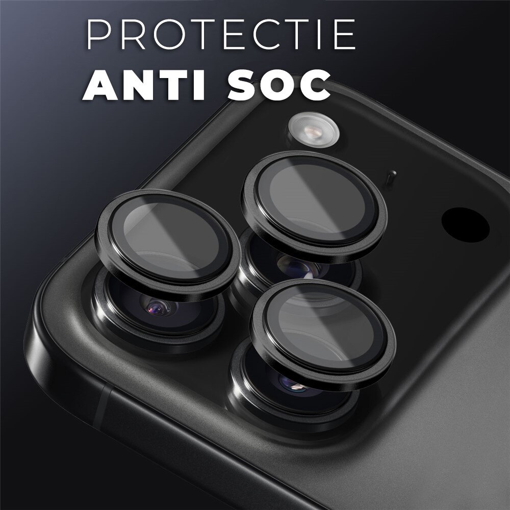Folie Camera din sticla pentru iPhone 17 Pro Max, Full Cover, Protectie Profesionala, Daden, Ultra Rezistenta, Calitate Premium, Black Titanium