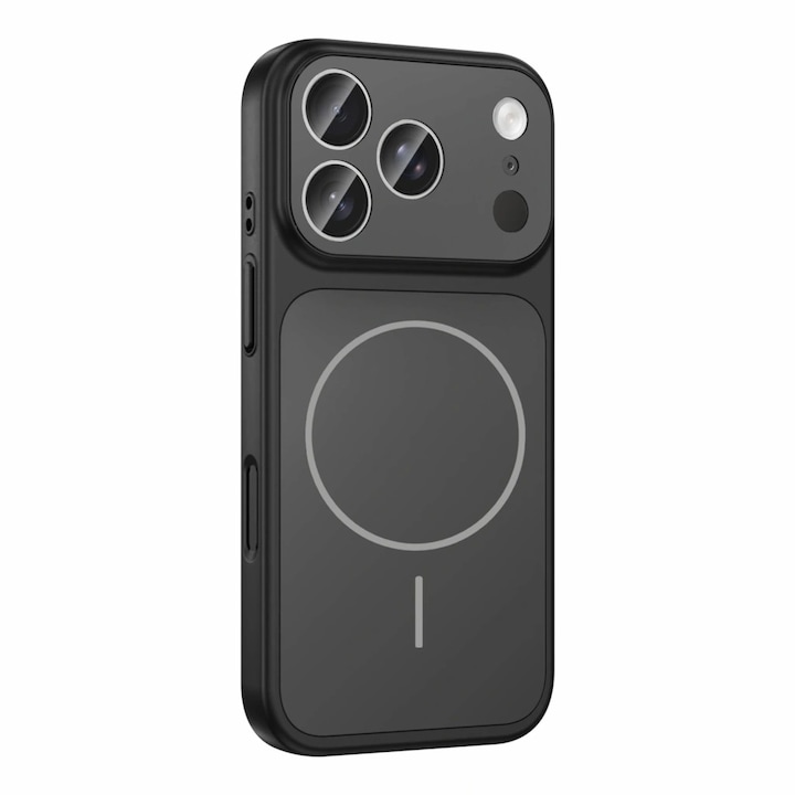 Husa pentru iPhone 17 Pro, GlassLook, compatibil cu MagSafe, Premium, Ultra Subtire, Negru