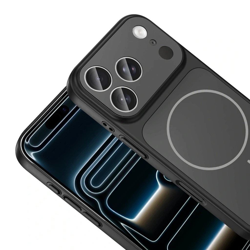 Husa pentru iPhone 17 Pro, GlassLook, compatibil cu MagSafe, Premium, Ultra Subtire, Negru