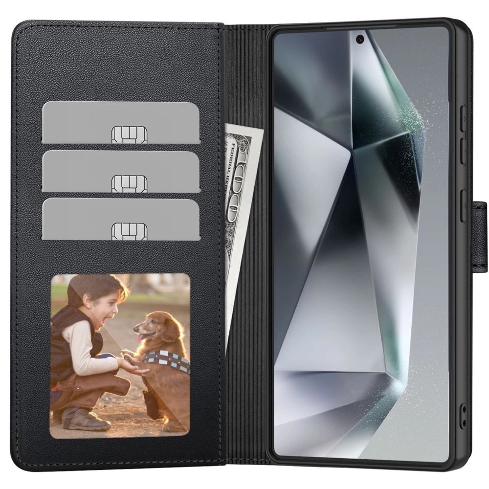 Husa telefon, Tech-Protect, Piele ecologica / TPU, Pentru Motorola Moto G15 / G15 Power, Functie portofel si suport, Negru