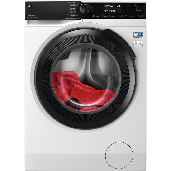 Masina de spalat rufe frontala AEG seria 7000 LR7FL941EX, 9 kg, clasa A, 1400 rpm, ECO LAVAMAT, alb